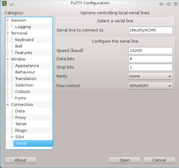 PuTTY configuration 2